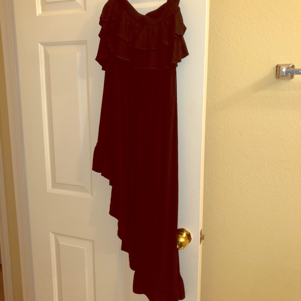 Strapless asymmetrical mini dress